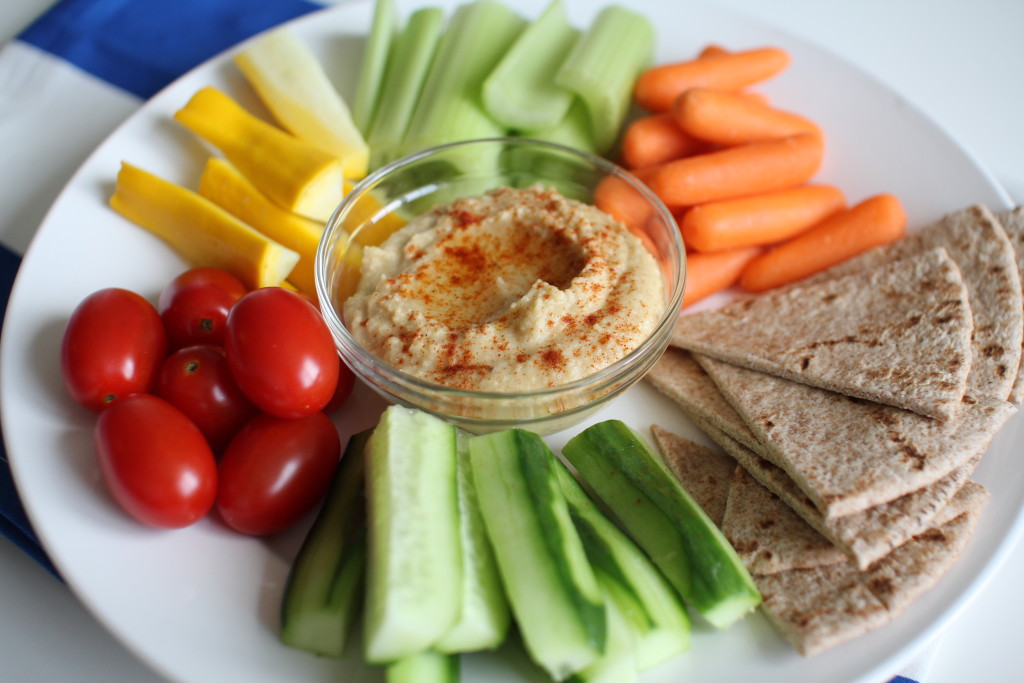 homemade hummus and veggies