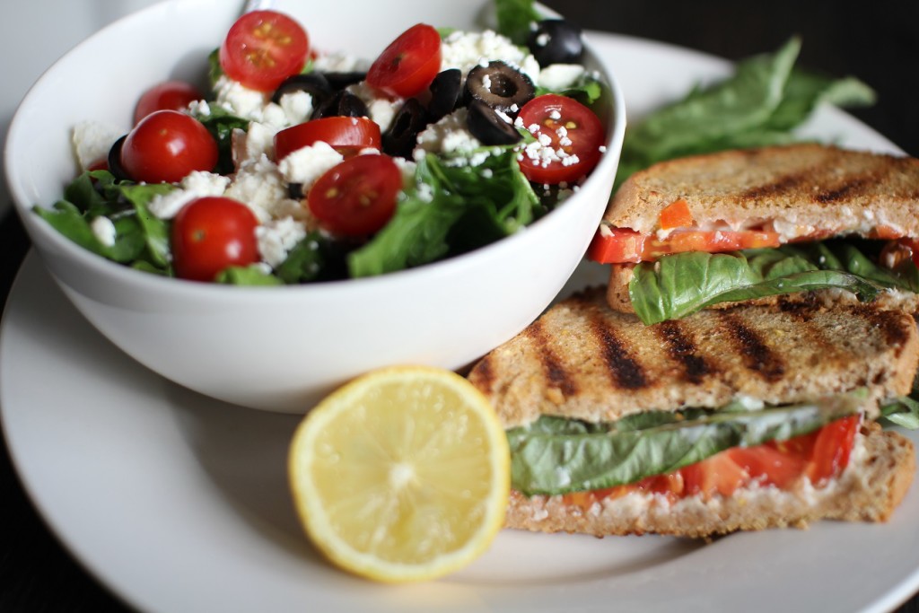 light grilled cheese and salad