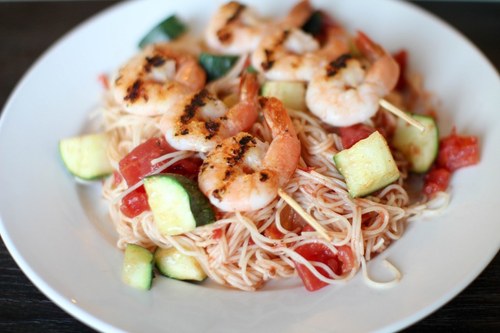 Shrimp zucchini capellini