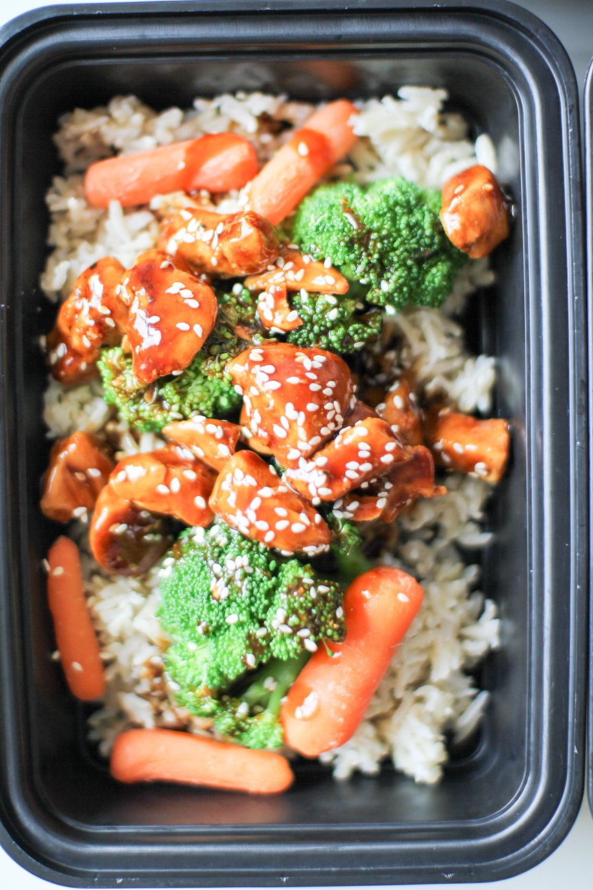 Asian style chicken, veggies, and rice meal prep- Recipe Righter