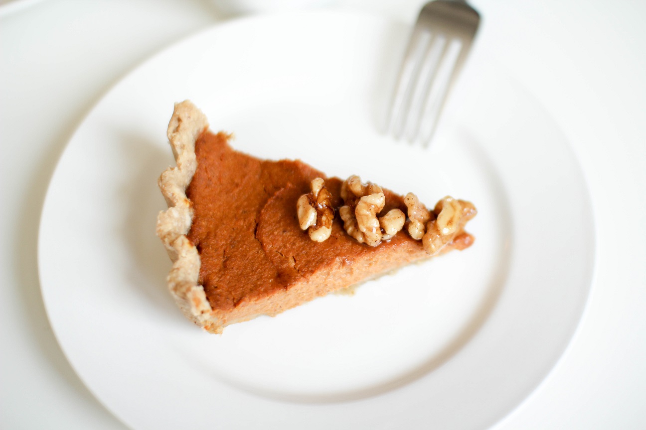 Slice of Vegan Pumpkin Pie- Recipe Righter