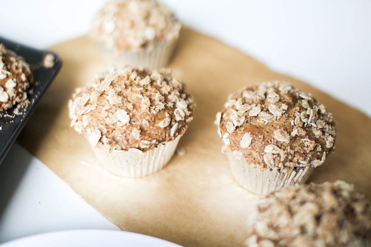 Vegan Banana Nut Muffin with Oat topping- Recipe Righter