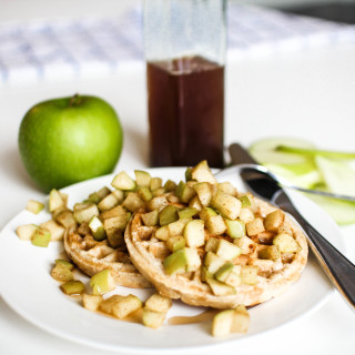 Waffles with Apples and Pumpkin Spice Syrup