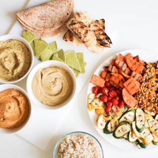 Grilled Veggies and Hummus Trio